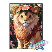 Paint by Numbers Kit – Flower Crown Lion Cub