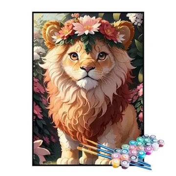 Paint by Numbers Kit – Flower Crown Lion Cub