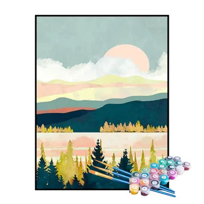Paint by Numbers Kit – Mountains Beneath a Blue Sky