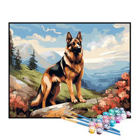 Paint by Numbers Kit – German Shepherd in the Mountains