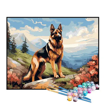 Paint by Numbers Kit – German Shepherd in the Mountains