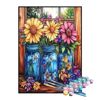 Paint by Numbers Kit – Flowers in Blue Jars