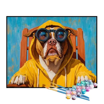 Paint by Numbers Kit – Cool Dog in a Yellow Hoodie