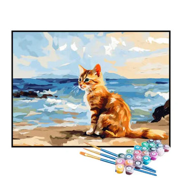 Paint by Numbers Kit – Cat on the Beach