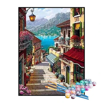 Paint by Numbers Kit – Village Stairway