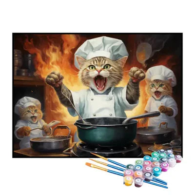 Paint by Numbers Kit – Cat Chefs in the Kitchen