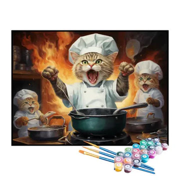 Paint by Numbers Kit – Cat Chefs in the Kitchen