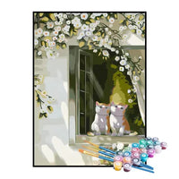 Paint by Numbers Kit – Kittens Watching the Blossoms
