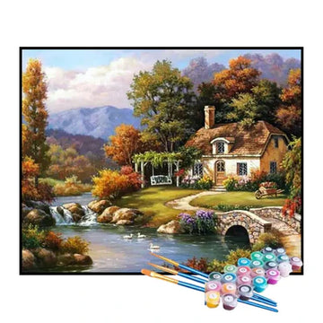 Paint by Numbers Kit – Peaceful Forest Cabin