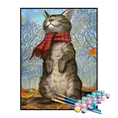 Paint by Numbers Kit – Cozy Cat in a Scarf