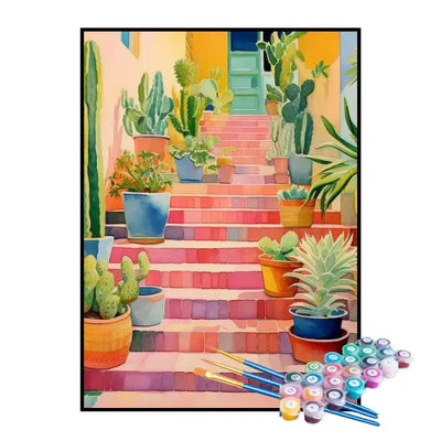 Paint by Numbers Kit – Stairway of Flowers