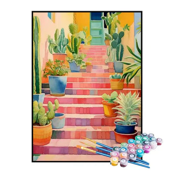 Paint by Numbers Kit – Stairway of Flowers