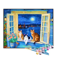 Paint by Numbers Kit – Three Cats at the Window