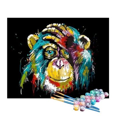 Paint by Numbers Kit – Vibrant Chimpanzee Portrait