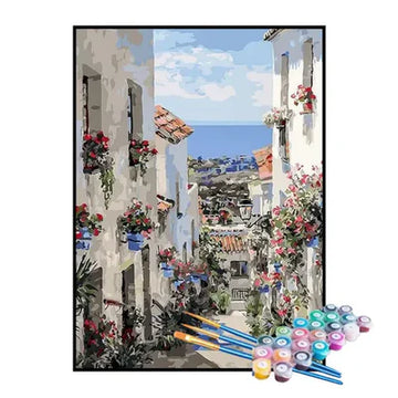 Paint by Numbers Kit – Blooming Coastal Village