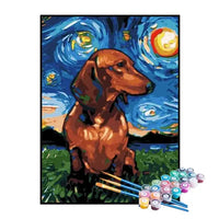Paint by Numbers Kit – Dog Under the Starry Night