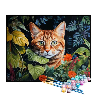 Paint by Numbers Kit – Kitten Hiding Among the Plants