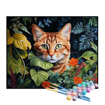 Paint by Numbers Kit – Kitten Hiding Among the Plants
