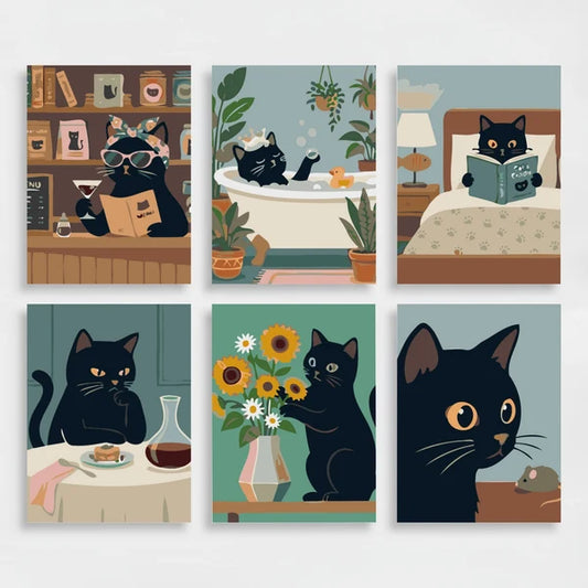 A Black Cats Day - Mini Paint by Numbers Set