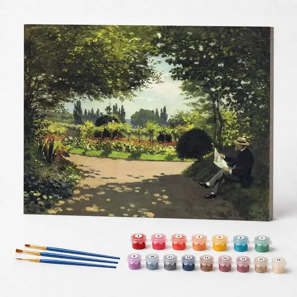 Adolphe Monet Reading in the Garden, Claude Monet - Paint by Numbers Kit