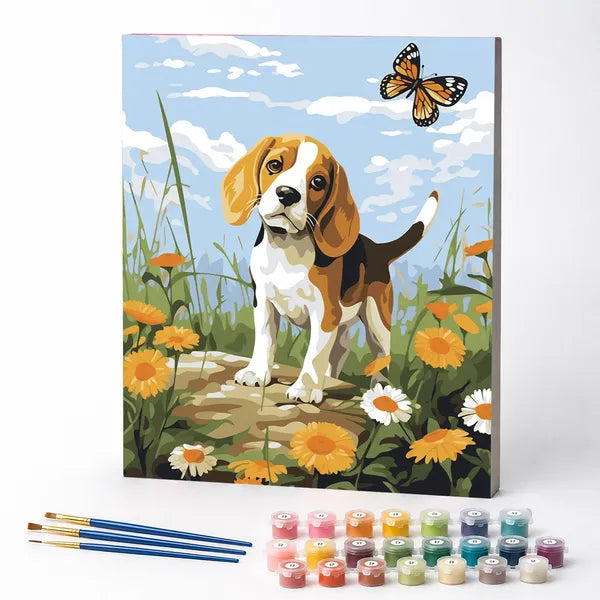 Beagle and Butterfly - Paint by Numbers Kit