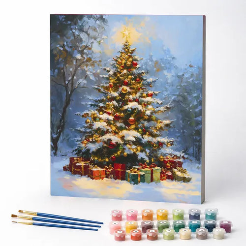 Christmas Tree in the Snow - Paint by Numbers Kit