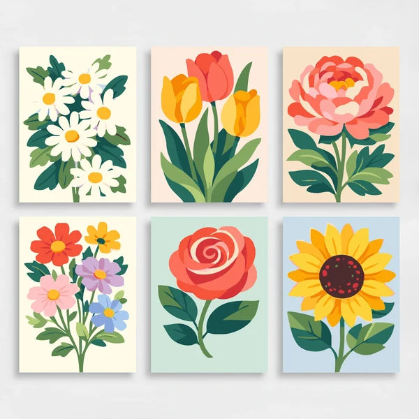 Colorful Blooms - Mini Paint by Numbers Set