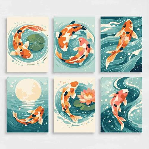 Dancing Koi - Mini Paint by Numbers Set