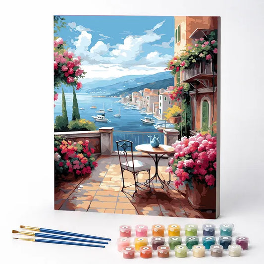 Flower-Filled Balcony - Paint by Numbers Kit