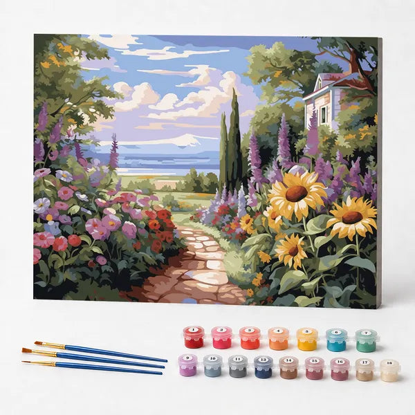 Flower-Lined Path - Paint by Numbers Kit