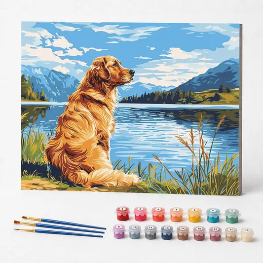 Golden Retriever by the Lake - Paint by Numbers Kit