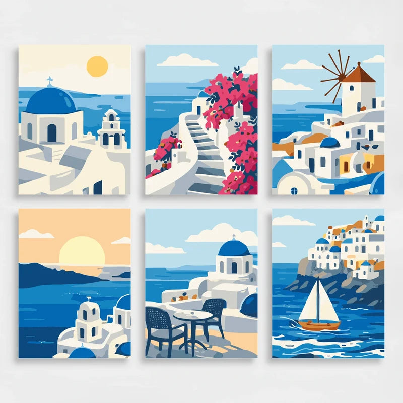 Greek Island Dreams - Mini Paint by Numbers Set