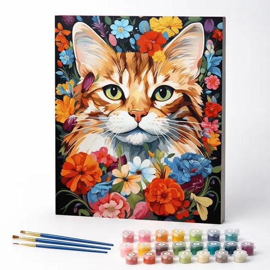 Kitten in a Blooming Garden - Paint by Numbers Kit