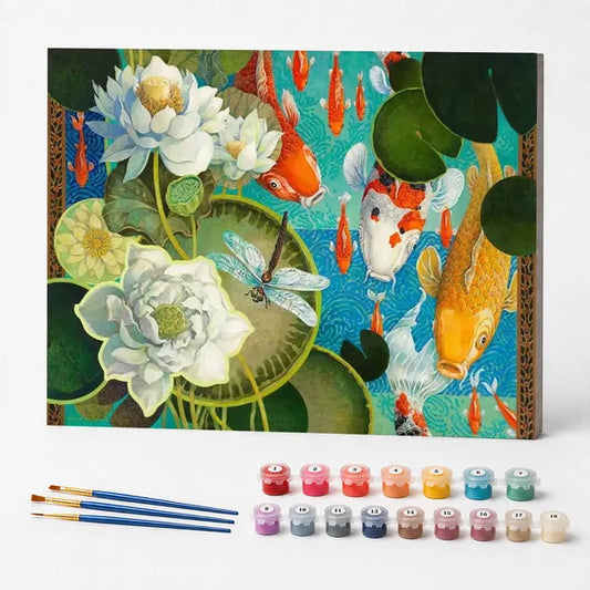 Koi and Lotus Blossoms - Paint by Numbers Kit