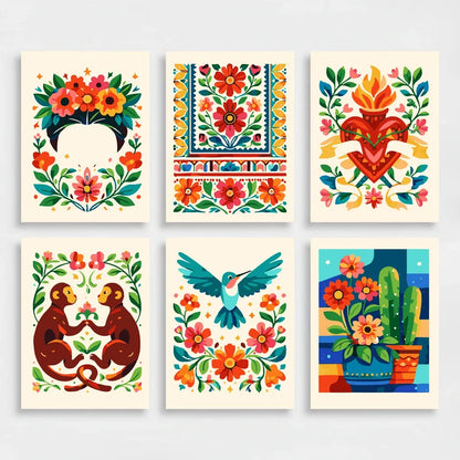 Mexican Folk Art - Mini Paint by Numbers Set