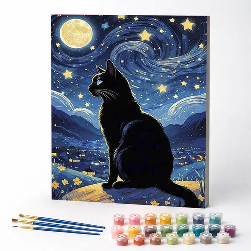 Moonlit Cat - Paint by Numbers Kit
