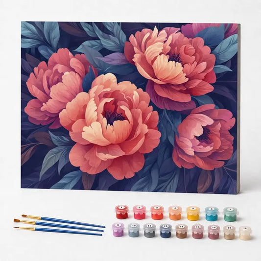 Pink Peony Blossoms - Paint by Numbers Kit
