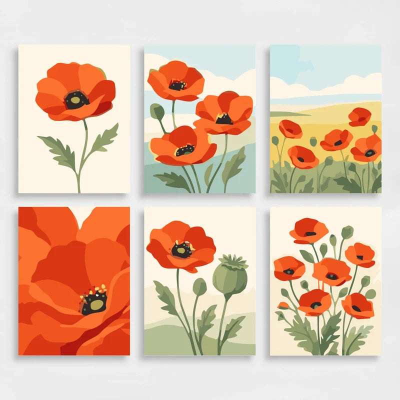 Poppies in Bloom - Mini Paint by Numbers Set