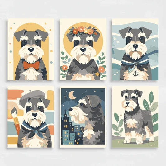 Schnauzer Sweethearts - Mini Paint by Numbers Set