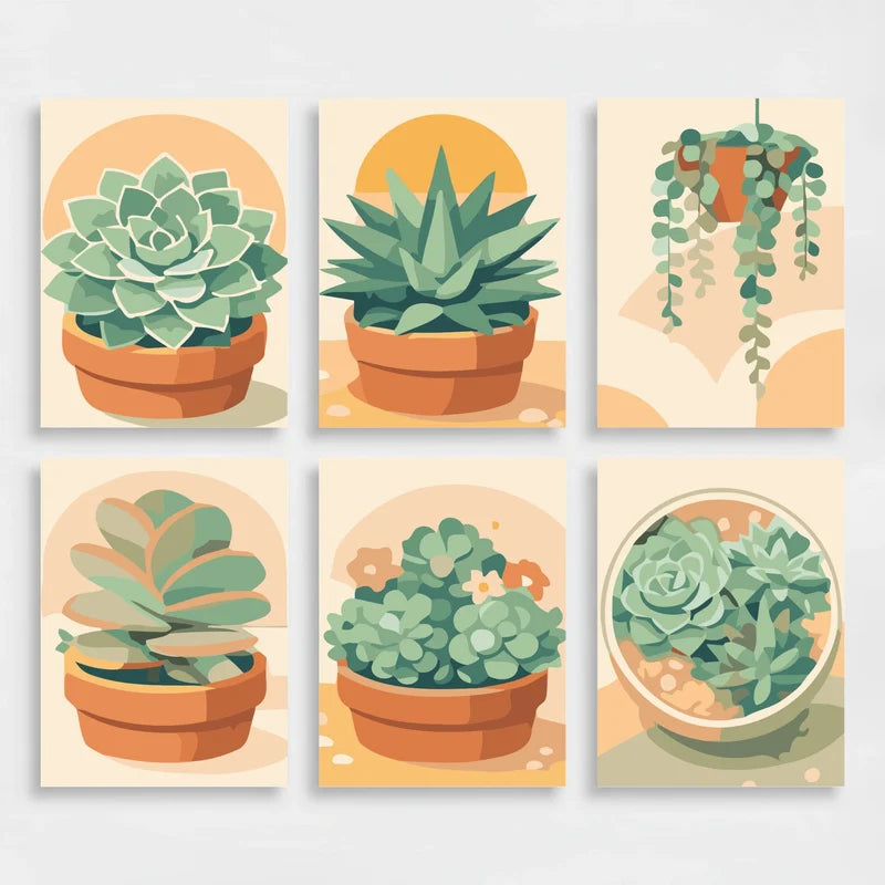 Succulent Garden - Mini Paint by Numbers Set