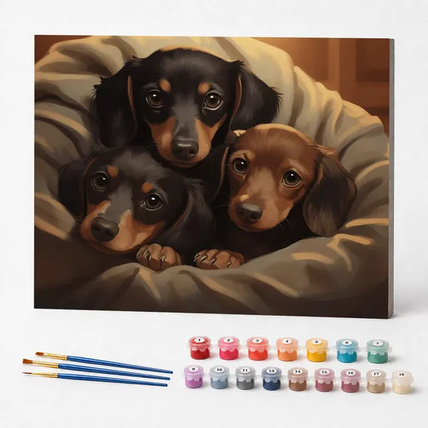 Three Dachshunds - Paint by Numbers Kit