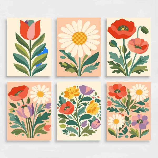 Vintage Florals - Mini Paint by Numbers Set