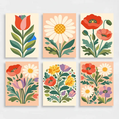 Vintage Florals - Mini Paint by Numbers Set
