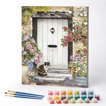 White Door in Bloom - Paint by Numbers Kit