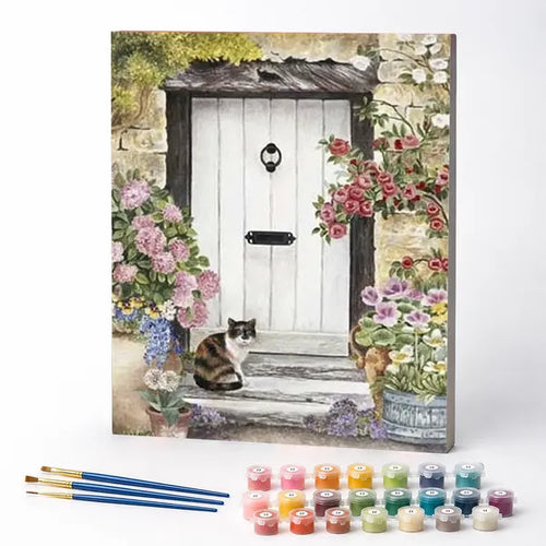 White Door in Bloom - Paint by Numbers Kit