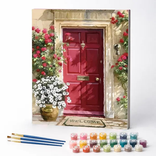 Paint by Numbers Kit – Red Door in Bloom