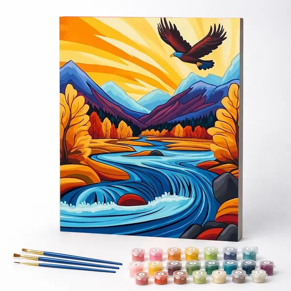 Paint by Numbers Kit – Soaring Eagle Over the River