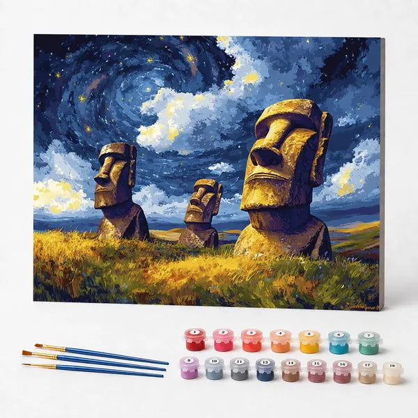 Paint by Numbers Kit – Moai Statues