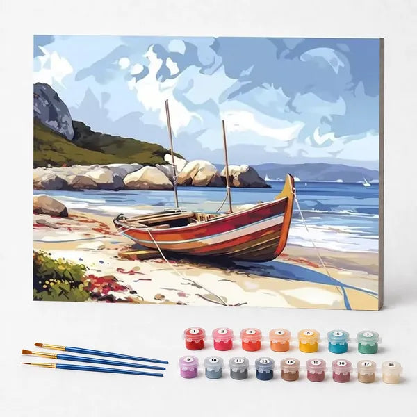 Paint by Numbers Kit – Little Boat by the Shore