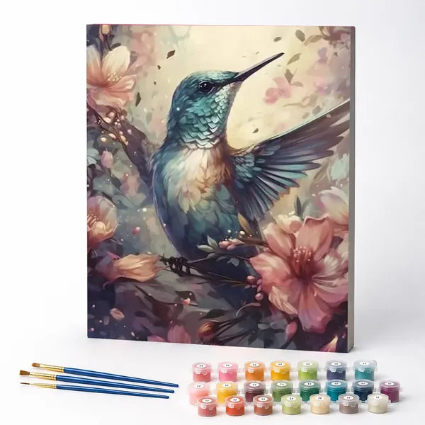 Paint by Numbers Kit – Hummingbird Among the Blossoms